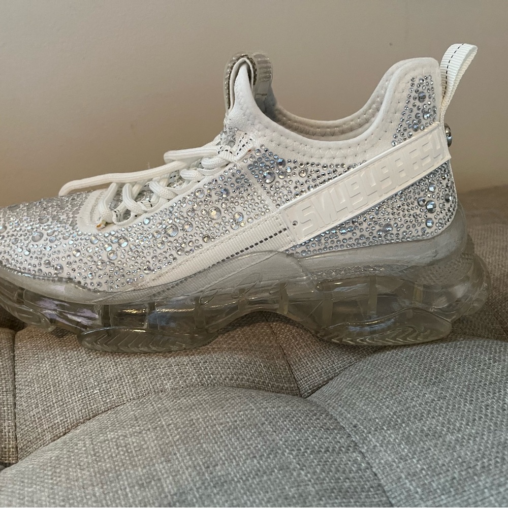 Steve Madden White Rhinestone Sneakers - Picture 7 of 12